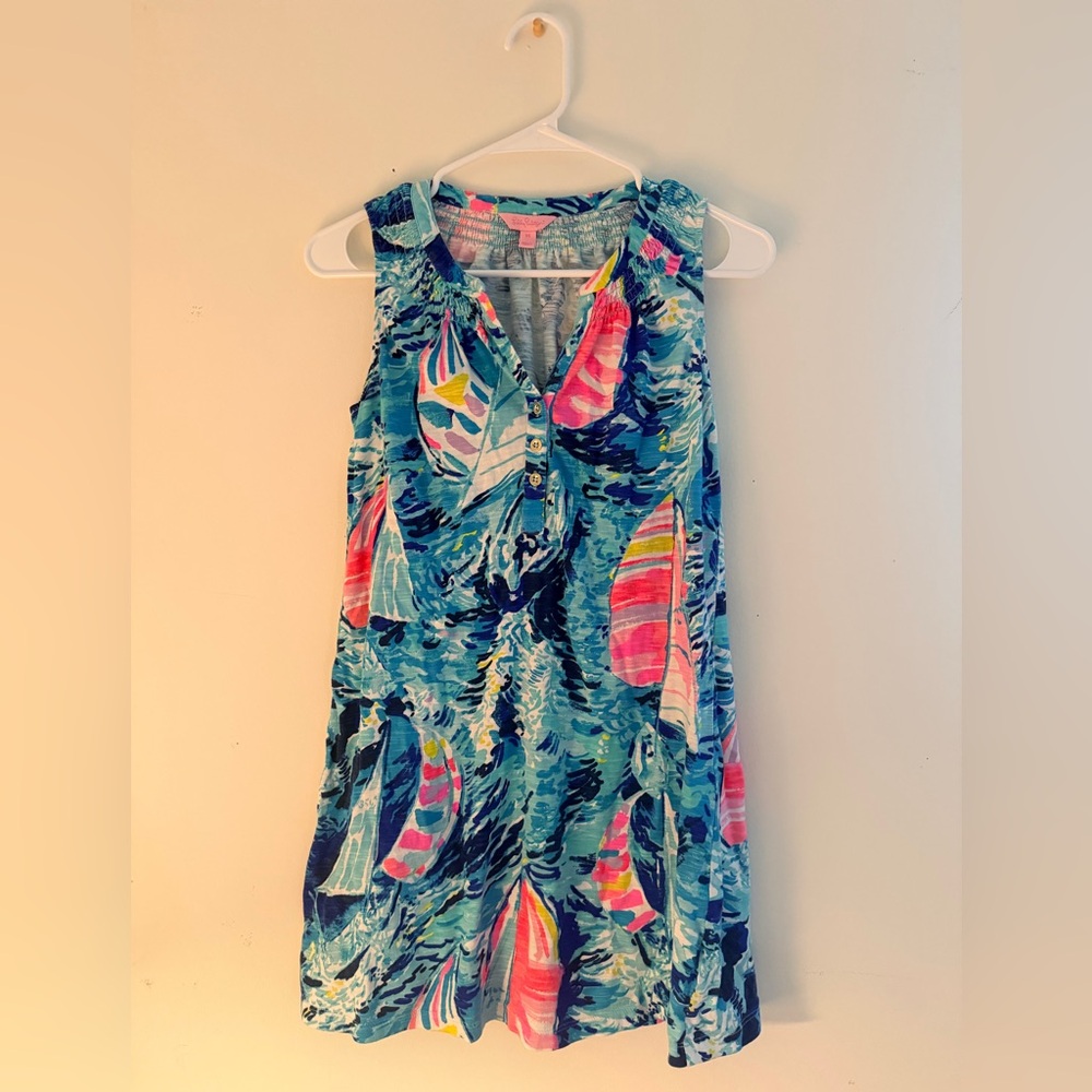Lilly Pulitzer Aqua Pink Yellow Printed Sundress